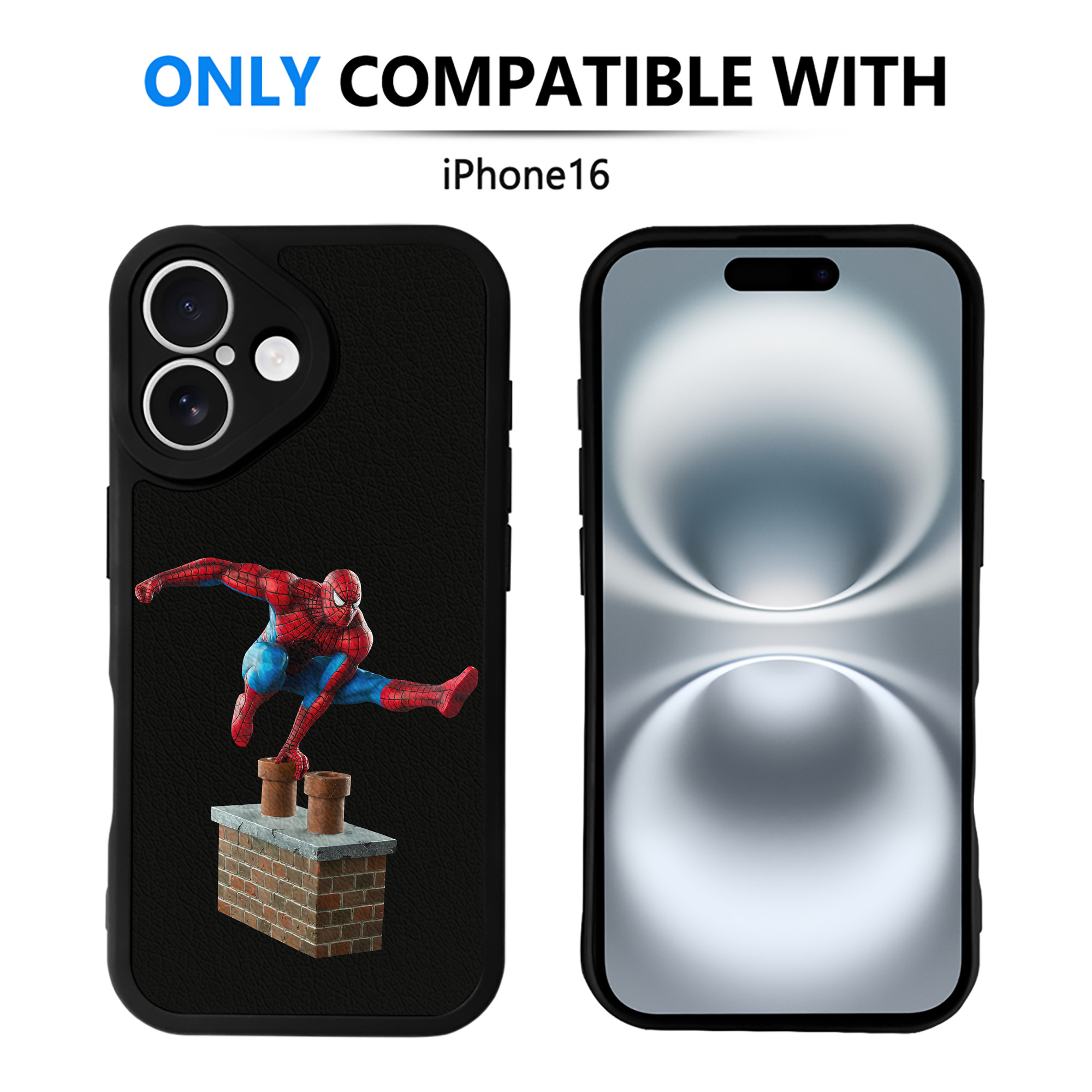 （画像用） Spider Man スパイダーマン 【iPhone 16シリーズ対応】シリコンスマホケース（レザー調） 材質：シリコン
